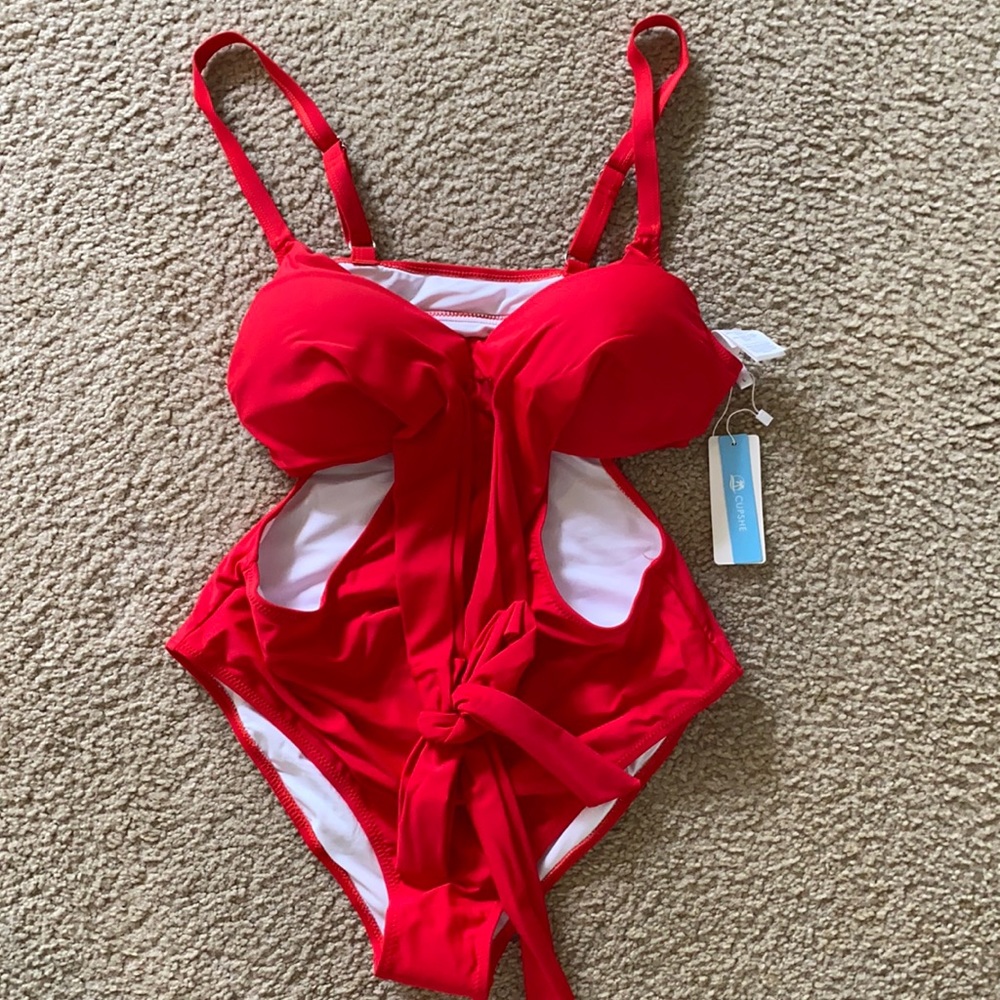 Bright red one piece Cupshe